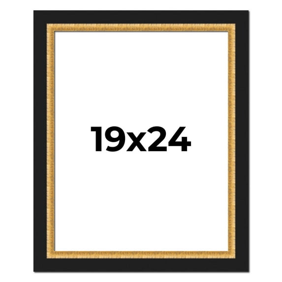 19x24 Frame Gold Real Wood Picture Frame Width 2.25 Inches | Interior Frame Depth 0.5 Inches |