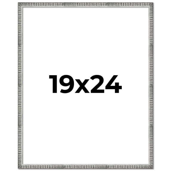 19x24 Frame Silver Grey Distressed Solid Wood Picture Frame | 0.75 Inch Moulding Width | Interior