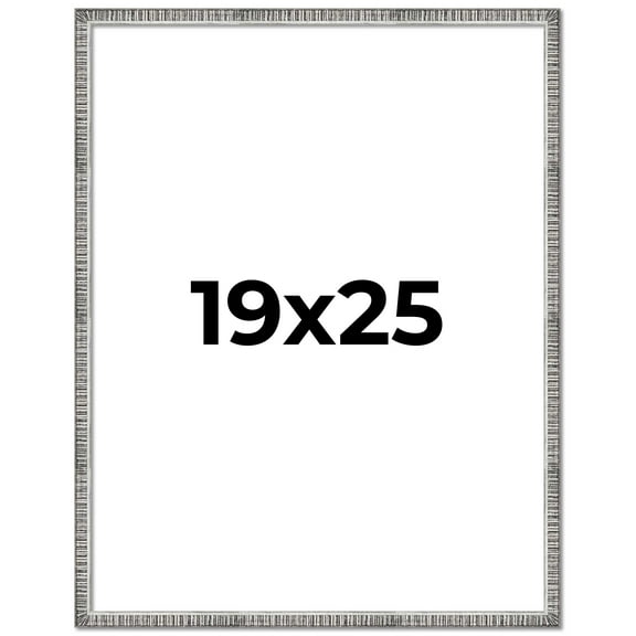 19x25 Frame Silver Grey Distressed Solid Wood Picture Frame | 0.75 Inch Moulding Width | Interior