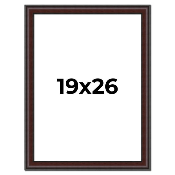 19x26 Frame Brown Round Mahogany Solid Wood Picture Frame | 1.625 Inch Moulding Width | with UV