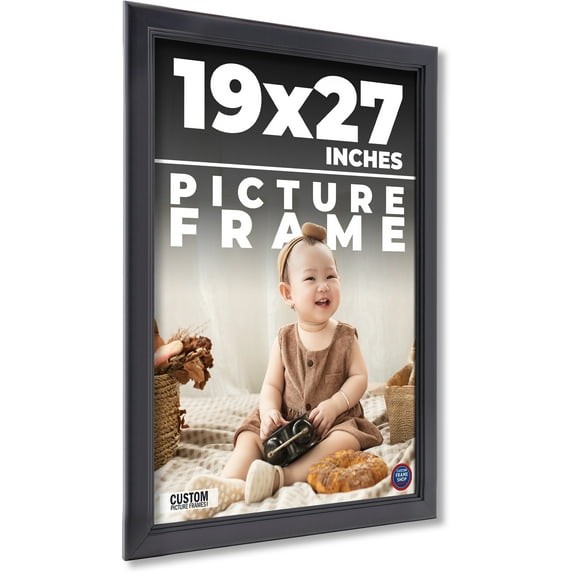 19x27 Frame Black Picture Frame - Complete Modern Photo Frame Includes UV Acrylic Shatter Guard