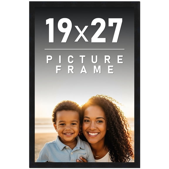 19x27 Frame Black Solid Wood Picture Frame | 0.75 Inch Moulding Width | Includes UV Acrylic