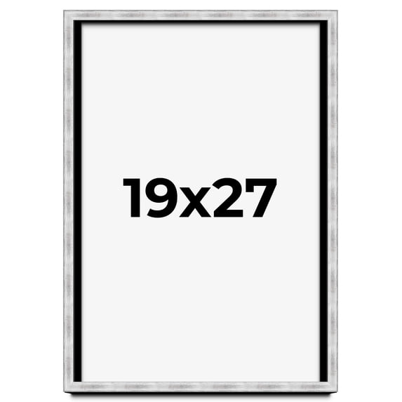 19x27 Frame Brushed Silver Solid Wood Picture Frame | 0.75 Inch Moulding Width | Rabbet Depth 0.75