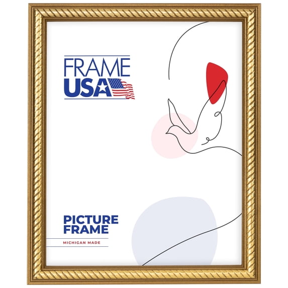 19x27 Picture Frame – Gold American Value Thin 805 Style 12342-1081-138, 0.75 Inch Wood Moulding, Includes Plexiglass and Backing – Wall Display Frame for Art, Posters, or Photos – Frame USA