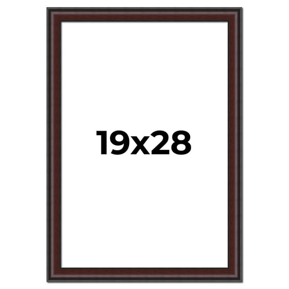 19x28 Frame Brown Round Mahogany Solid Wood Picture Frame | 1.625 Inch Moulding Width | with UV