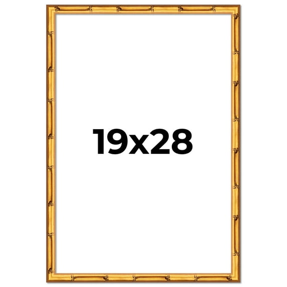 19x28 Frame Gold Bamboo Solid Wood Picture Frame | 0.75 Inch Moulding Width | Interior Frame Depth