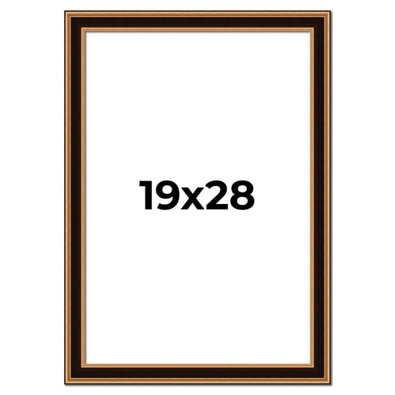 19x28 Frame Gold Brown Plein Air Vintage Solid Wood Picture Frame | 1.75 Inches Moulding Width |