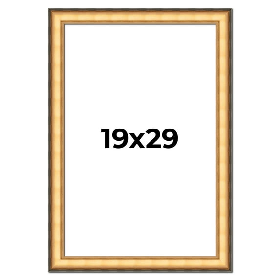 19x29 Frame Gold Plein Aire Solid Wood Picture Frame Width 2 Inches | Interior Frame Depth 0.5