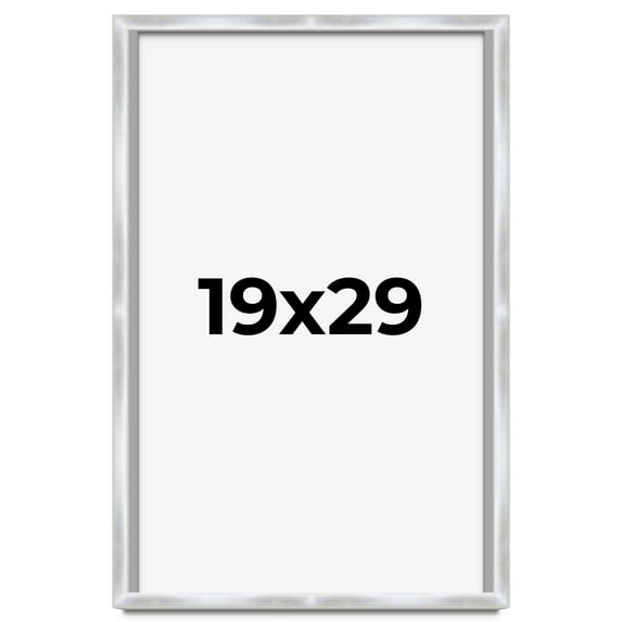 19x29 Frame Silver Whitewashed Wood Grain Solid Wood Shadow Box | 0.75 Inch Moulding Width | 0.75