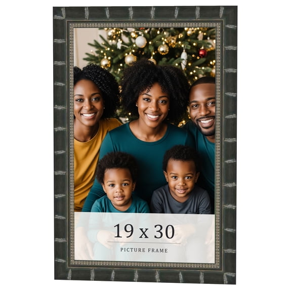 19x30 Frame Black Bamboo Solid Wood Picture Frame Width 1.5 Inches | Interior Frame Depth 0.5