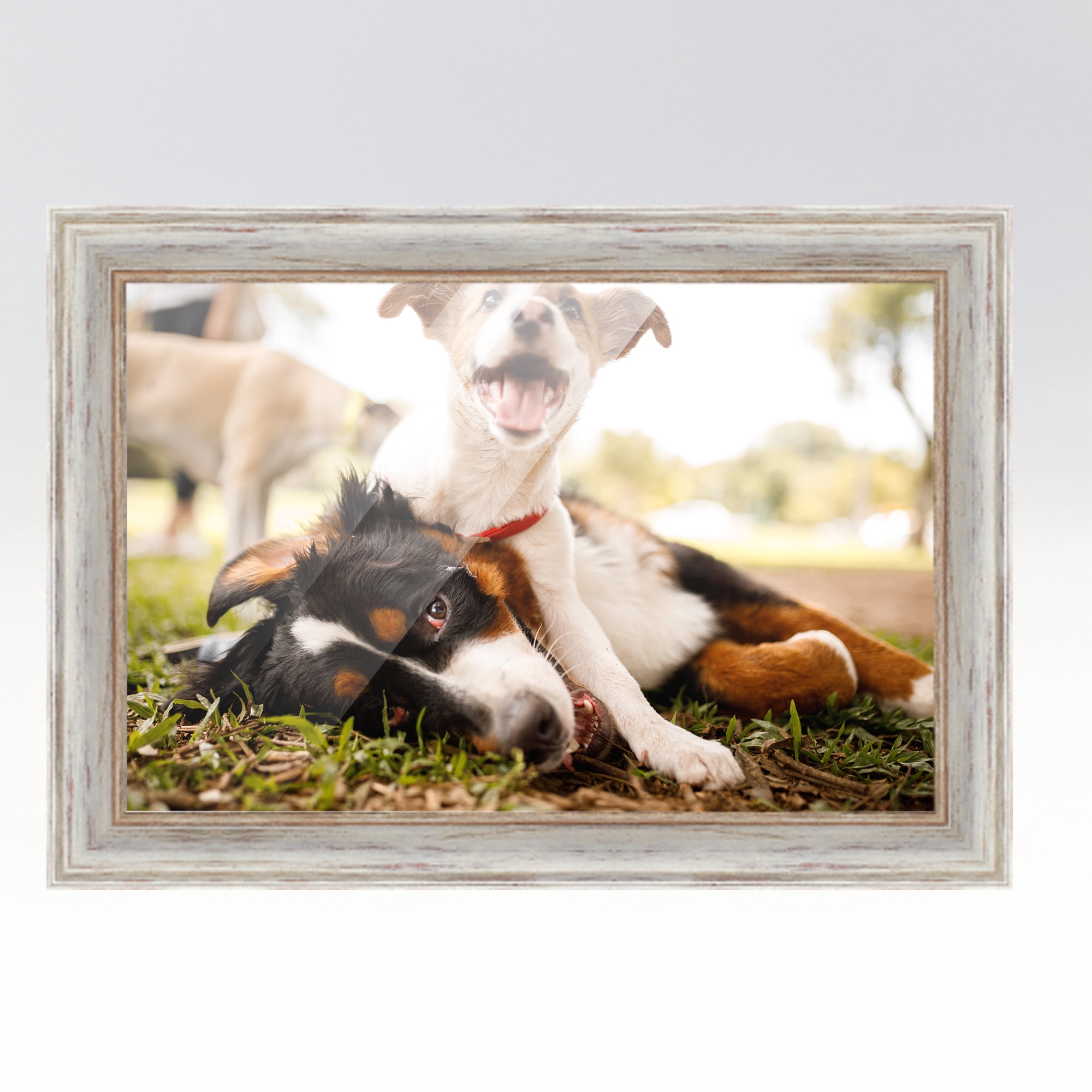 CustomPictureFrames.com 18x24 Frame White Solid Wood Picture Frame Includes  UV Acrylic Front Acid Free Foam Backing Board Hanging Hardware no Mat