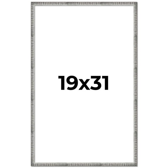 19x31 Frame Silver Grey Distressed Solid Wood Picture Frame | 0.75 Inch Moulding Width | Interior