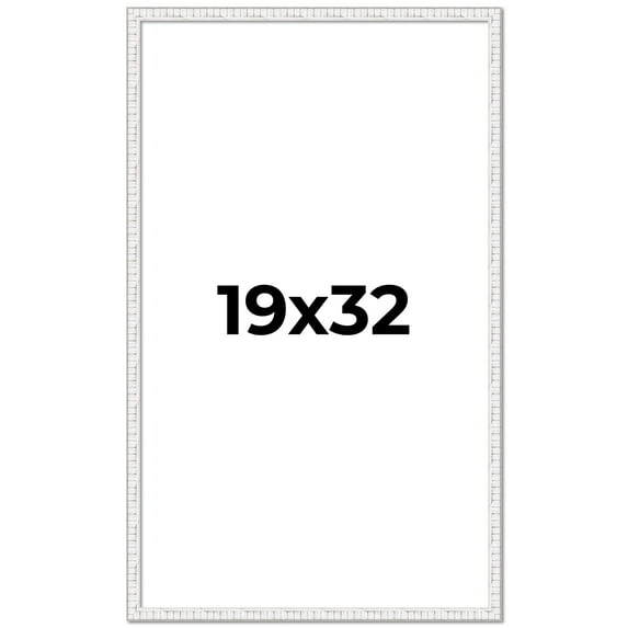 19x32 Frame White Scuffed Rustic Solid Wood Picture Frame | 0.75 Inch Moulding Width| Includes UV