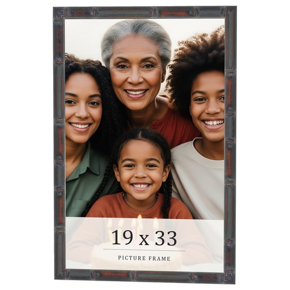 19x33 Frame Brown Bamboo with Dark Coffee/Walnut Finish | Solid Wood Picture Frame Width 0.75