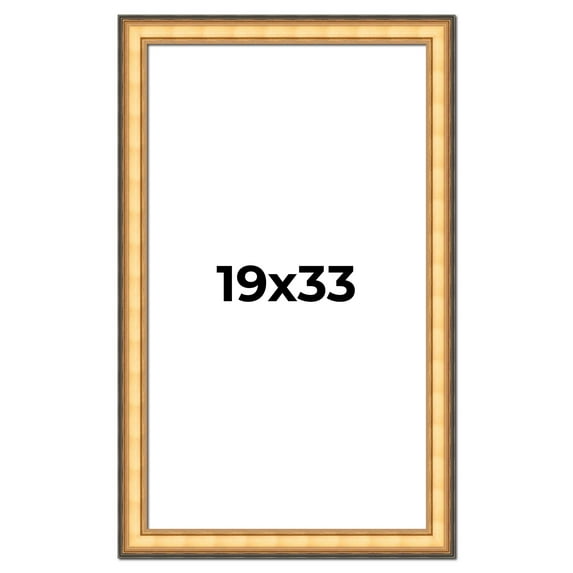 19x33 Frame Gold Plein Aire Solid Wood Picture Frame Width 2 Inches | Interior Frame Depth 0.5
