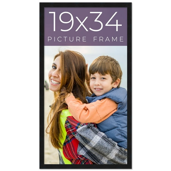 19x34 Frame Black Real Wood Picture Frame Width 0.75 inches | Interior Frame Depth 0.5 inches |