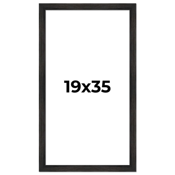 19x35 Frame Black Rustic Barnwood Solid Wood Picture Frame | 1.5 Inch Moulding Width | Includes UV