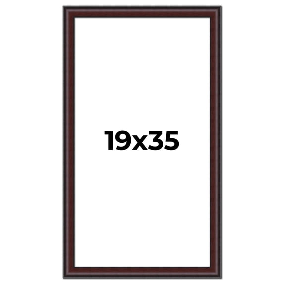 19x35 Frame Brown Round Mahogany Solid Wood Picture Frame | 1.625 Inch Moulding Width | with UV