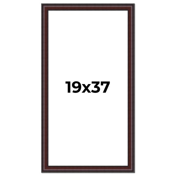 19x37 Frame Brown Round Mahogany Solid Wood Picture Frame | 1.625 Inch Moulding Width | with UV