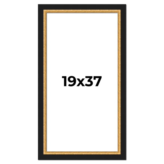 19x37 Frame Gold Real Wood Picture Frame Width 2.25 Inches | Interior Frame Depth 0.5 Inches |