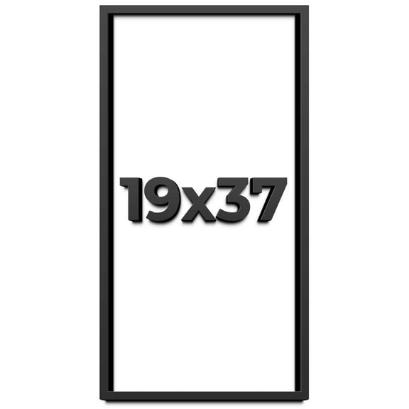 19x37 Shadow Box Frame Black | 1 inches Deep Real Wood Contemporary Shadowbox Display Frame | UV