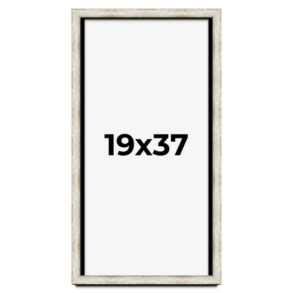 19x37 Shadow Box Frame Silver | 1.625 Inches Deep Real Wood Contemporary Shadowbox Display Frame |
