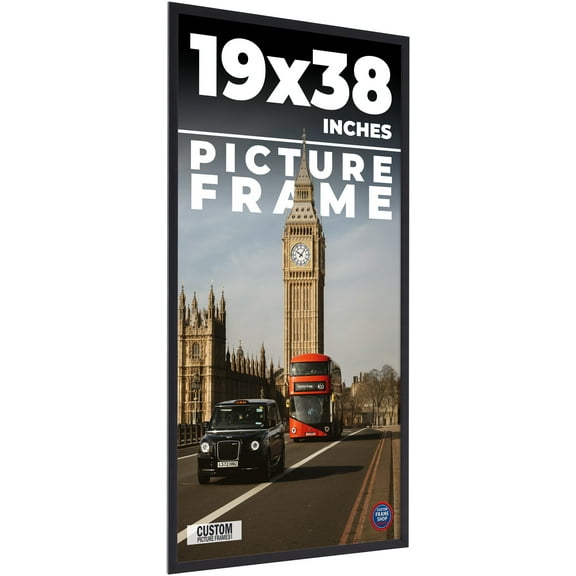 19x38 Frame Black Real Wood Picture Frame Width 0.75 inches | Interior Frame Depth 0.5 inches |