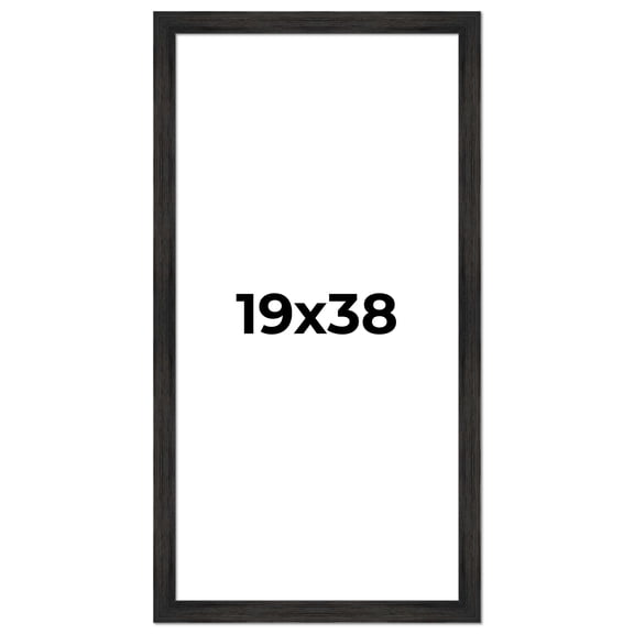 19x38 Frame Black Rustic Barnwood Solid Wood Picture Frame | 1.5 Inch Moulding Width | Includes UV