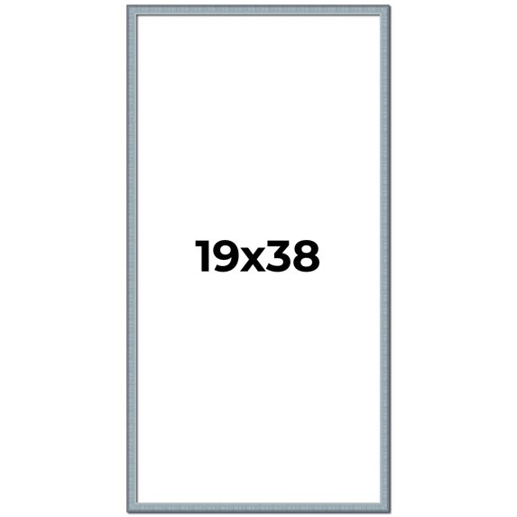 19x38 Frame Blue Scuffed Farm Board Solid Wood Picture Frame Width 0.75 Inches | Interior Depth 0.5