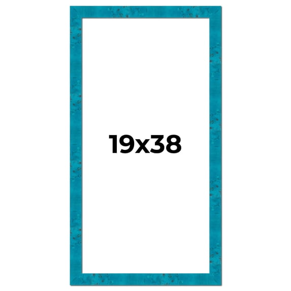 19x38 Frame Blue Teal Burl Wood Picture Frame | 1.75 Inch Moulding Width | Interior Frame Depth 0.5