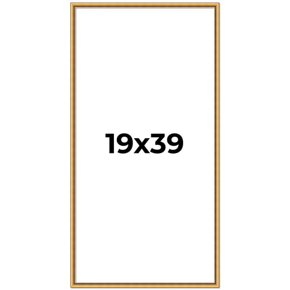19x39 Frame Beaded Gold Solid Wood Picture Frame | 0.75 Inches Moulding Width | Liscio Oro