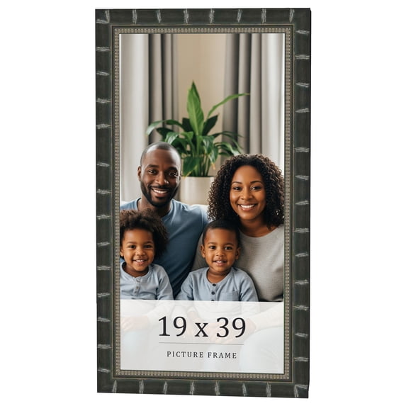 19x39 Frame Black Bamboo Solid Wood Picture Frame Width 1.5 Inches | Interior Frame Depth 0.5