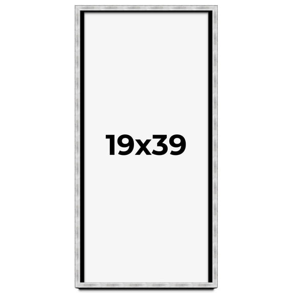 19x39 Frame Brushed Silver Solid Wood Picture Frame | 0.75 Inch Moulding Width | Rabbet Depth 0.75