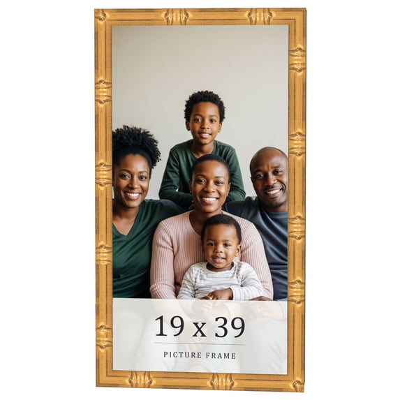 19x39 Frame Gold Bamboo Solid Wood Picture Frame | 1 Inch Moulding Width | Interior Frame Depth