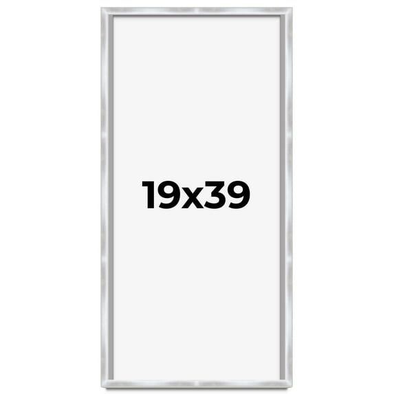 19x39 Frame Silver Whitewashed Wood Grain Solid Wood Shadow Box | 0.75 Inch Moulding Width | 0.75