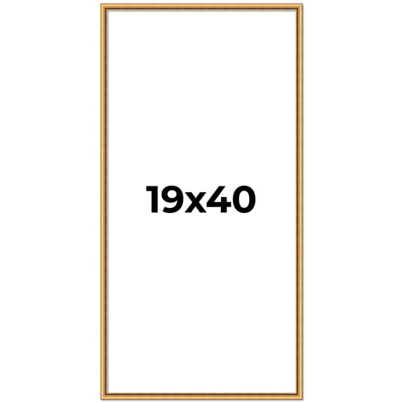19x40 Frame Beaded Gold Solid Wood Picture Frame | 0.75 Inches Moulding Width | Liscio Oro