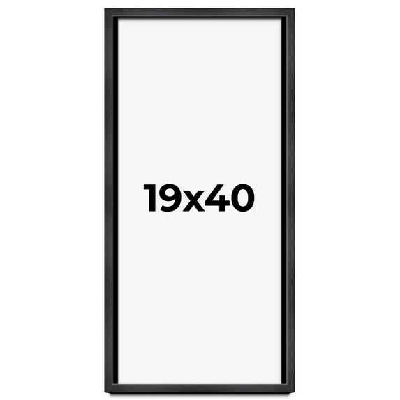 19x40 Frame Black Charcoal Grey Wood Textured Picture Frame | 0.75 Inch Moulding Width | Gunmetal