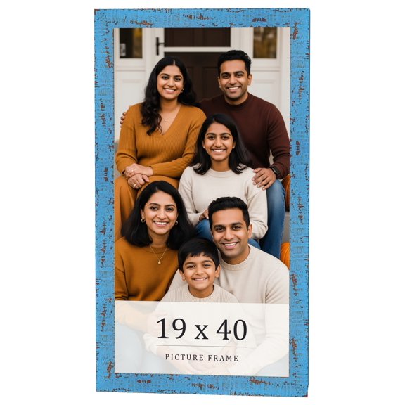 19x40 Frame Blue Solid Wood Picture Frame Width 1.125 Inches | Interior Frame Depth 0.5 Inches |