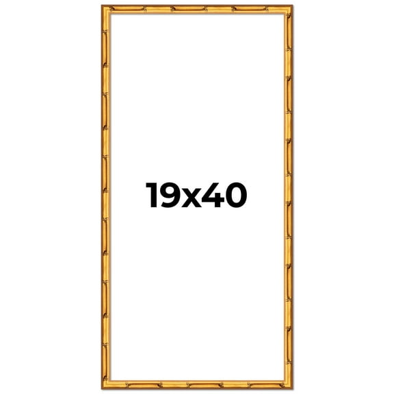 19x40 Frame Gold Bamboo Solid Wood Picture Frame | 0.75 Inch Moulding Width | Interior Frame Depth
