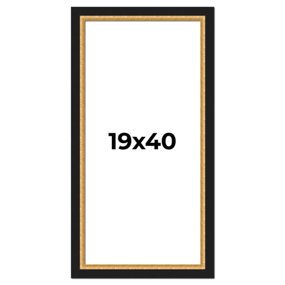 19x40 Frame Gold Real Wood Picture Frame Width 2.25 Inches | Interior Frame Depth 0.5 Inches |