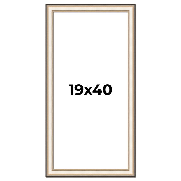 19x40 Frame Gold Silver Plein Aire 2" Inch Wide Moulding Solid Wood Picture Frame | Modena