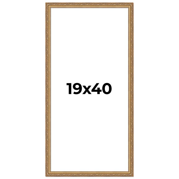 19x40 Frame Gold Solid Wood Picture Frame Width 1.25 Inches | Interior Frame Depth 0.375 Inches |