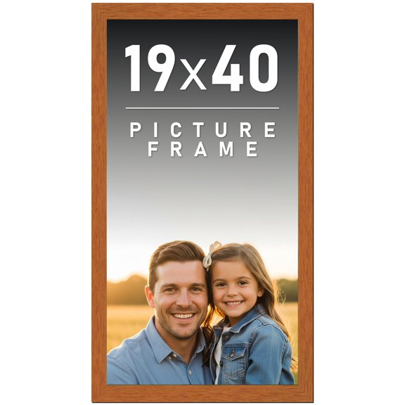 19x40 Frame Honey Pecan Brown Picture Frame - Modern Photo Frame Includes UV Acrylic Shatter Guard
