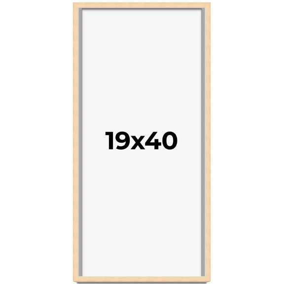 19x40 Frame Natural Wood Picture Frame | 0.75 Inch Moulding Width | with UV Acrylic Plexiglass,