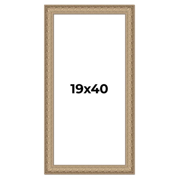 19x40 Frame Ornate Silver Beaded Solid Wood Picture Frame Width 2.5 Inches | Interior Depth 1