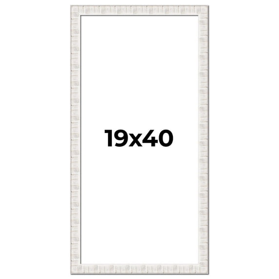 19x40 Frame White Sonoma Rustic Wood Picture Frame | 1.5 Inch Moulding Width | Complete with UV