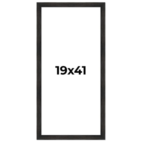 19x41 Frame Black Rustic Barnwood Solid Wood Picture Frame | 1.5 Inch Moulding Width | Includes UV