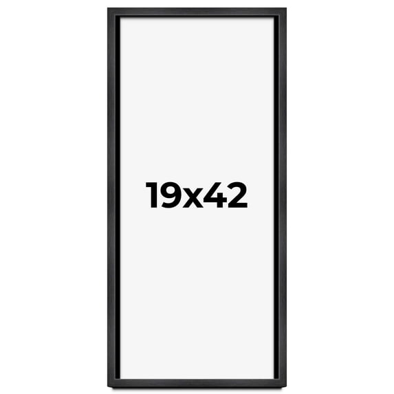 19x42 Frame Black Charcoal Grey Wood Textured Picture Frame | 0.75 Inch Moulding Width | Gunmetal