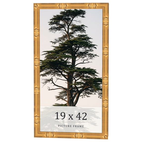 19x42 Frame Gold Bamboo Solid Wood Picture Frame | 1 Inch Moulding Width | Interior Frame Depth
