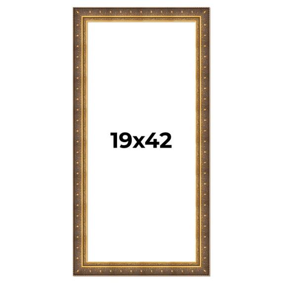19x42 Frame Vintage Gold Solid Wood Picture Frame | 2.5 Inch Moulding Width | Ornate Bronze Museo